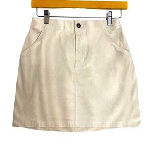 Hollister Mini Skirt Ultra High-Rise Yellow / Beige and White Striped Size Small